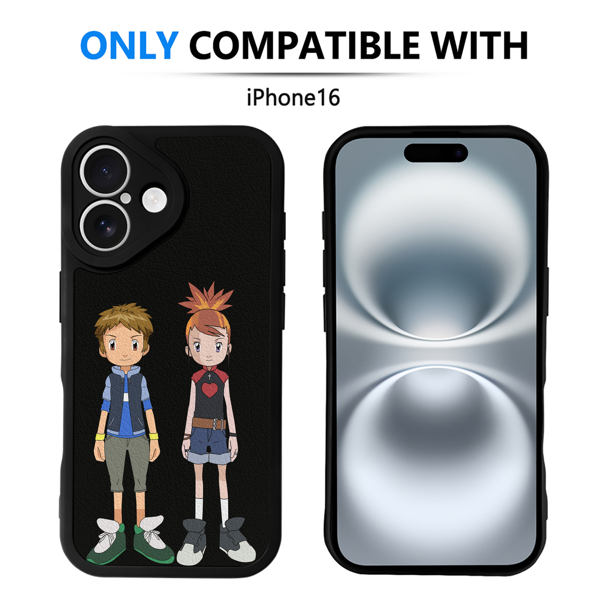 （画像用） Digimon デジタルモンスター/デジモン 【iPhone 16シリーズ対応】シリコンスマホケース（レザー調） 材質：シリコン